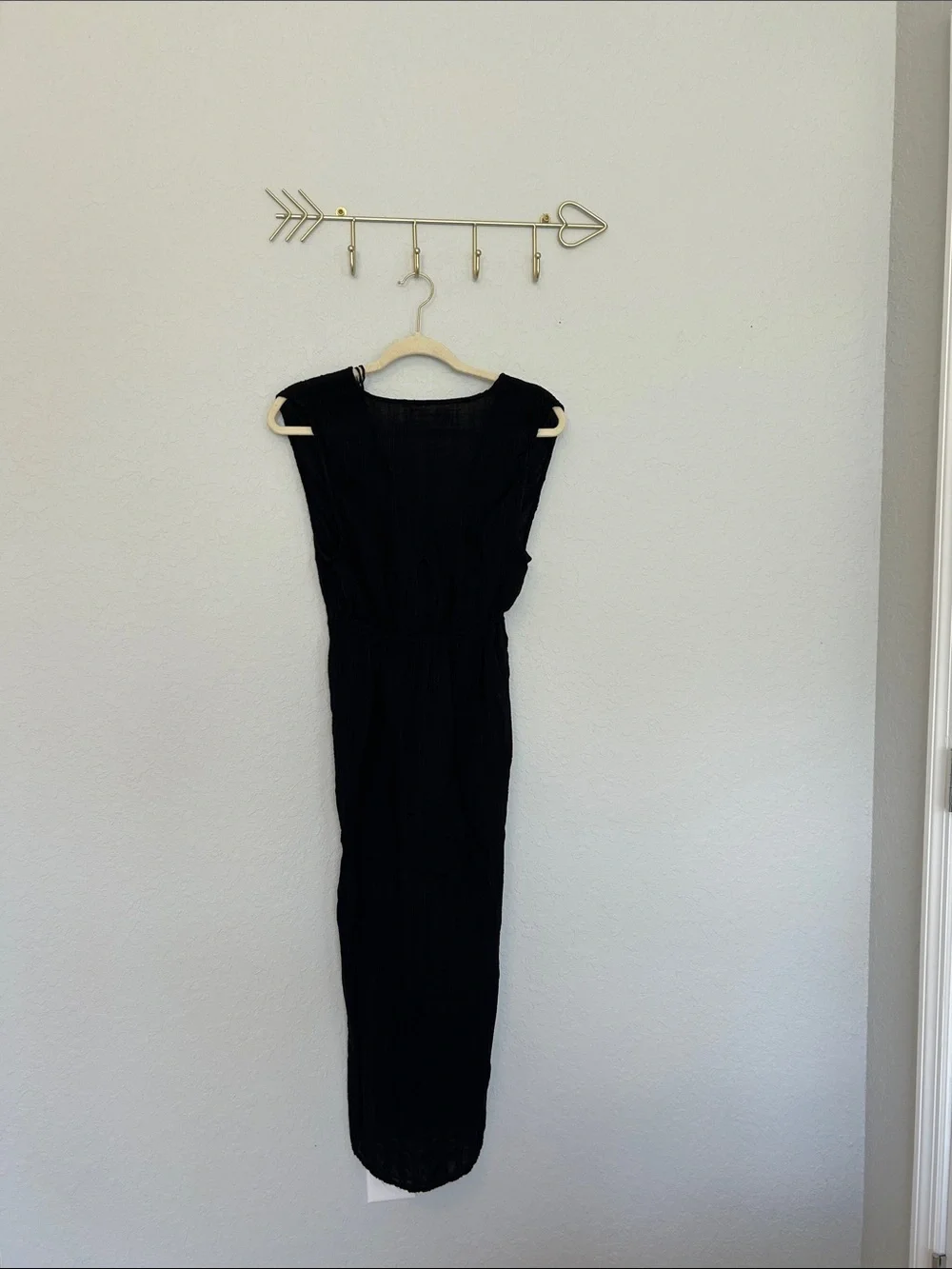 L*Space Black Knot Front Maxi Swim Cover Up Dress S/M Deep V Gauze